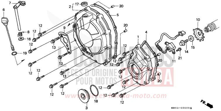 PANNEAU CARTER-MOTEUR D. (1) de Fireblade ROSS WHITE (NH196H) 1994