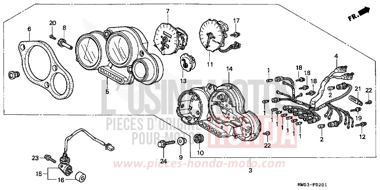 COMPTEUR (2) de Fireblade SPARKLER BLACK PEARL (NH343K) 1994