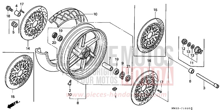 ROUE AVANT (1) de Fireblade SPARKLER BLACK PEARL (NH343K) 1994