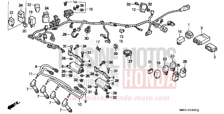 FAISCEAU DES FILS de Fireblade SPARKLER BLACK PEARL (NH343K) 1994