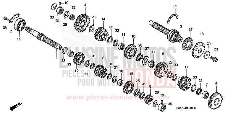 BOITE DE VITESSES de Fireblade SPARKLER BLACK PEARL (NH343K) de 1995