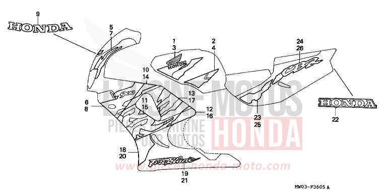RAYURE/MARQUE (6) de Fireblade NOIR (NH1B) de 1996