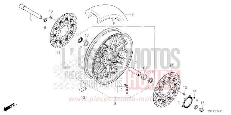 ROUE AVANT de CB1000R CANDY CHROMOSPHERE RED (R381) de 2021