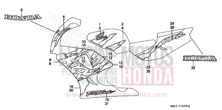 RAYURE/MARQUE (9) de Fireblade NOIR (NH1B) de 1997