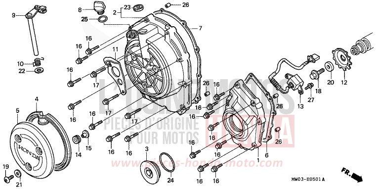 PANNEAU CARTER-MOTEUR D. (2) de Fireblade ROSS WHITE (NH196K) 1997