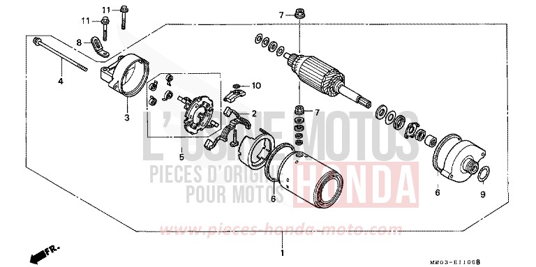 MOTEUR DE DEMARRAGE de Fireblade ROSS WHITE (NH196K) 1997