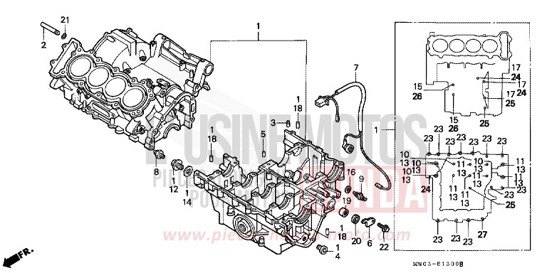 CARTER MOTEUR de Fireblade ROSS WHITE (NH196K) 1997