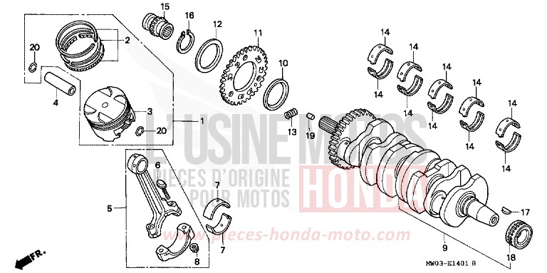 VILEBREQUIN/PISTON (2) de Fireblade ROSS WHITE (NH196K) 1997