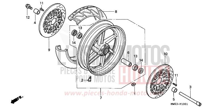 ROUE AVANT (2) de Fireblade ROSS WHITE (NH196K) 1997