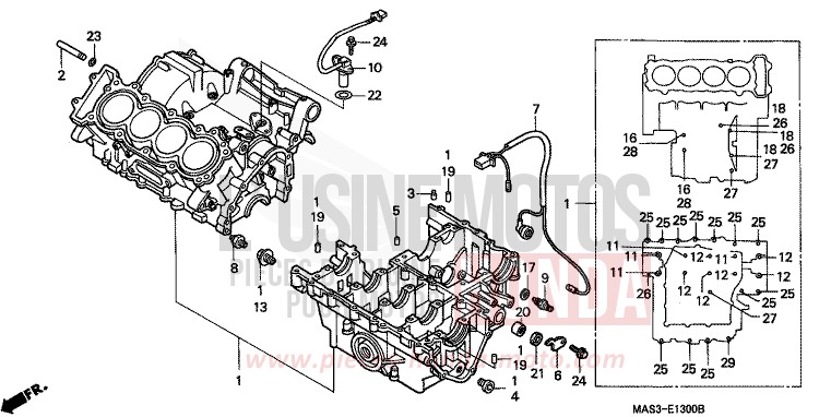 CARTER MOTEUR de Fireblade SPARKLING RED (R127H) 1998