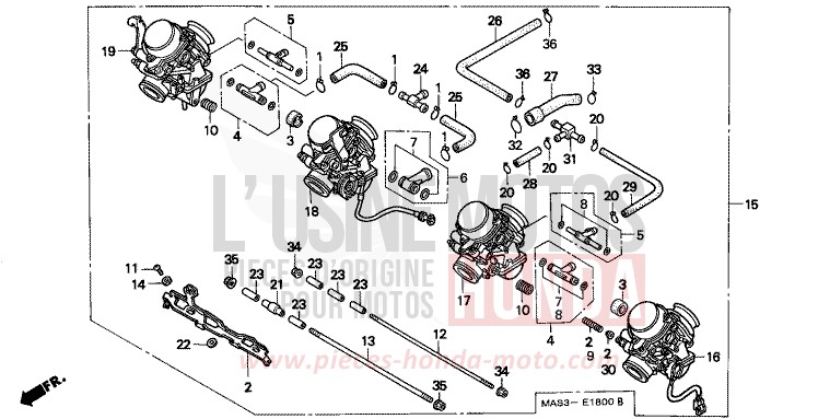 CARBURATEUR (ENS.) de Fireblade SPARKLING RED (R127H) 1998