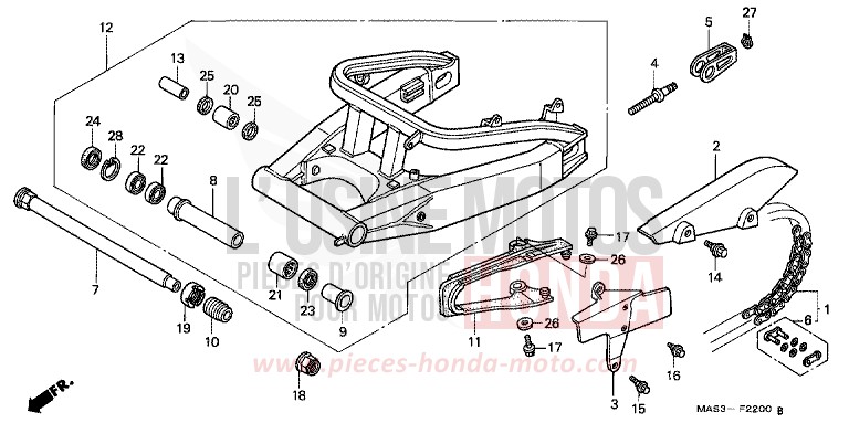 BRAS OSCILLANT de Fireblade SPARKLING RED (R127H) 1998
