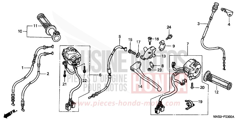 CABLE/COMMUTATEUR de Fireblade JEREZ BLUE METALLIC (B154B) 1999