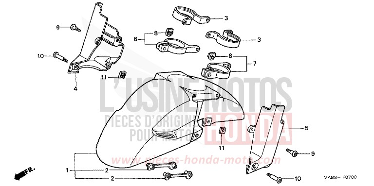 AILE AVANT de Fireblade JEREZ BLUE METALLIC (B154B) 1999