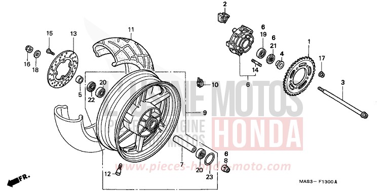 ROUE ARRIERE de Fireblade JEREZ BLUE METALLIC (B154B) 1999