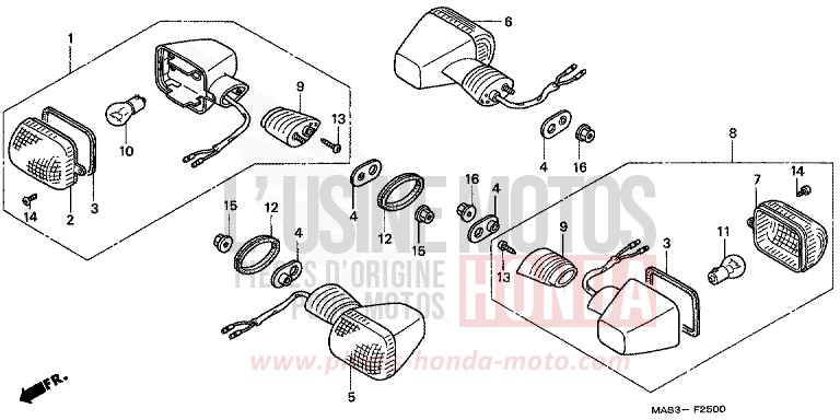 CLIGNOTANT de Fireblade JEREZ BLUE METALLIC (B154B) de 1999
