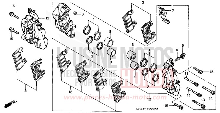 ETRIER DE FREIN AVANT de Fireblade SPARKLING RED (R127A) de 1999
