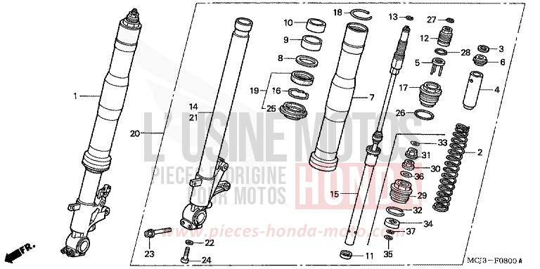 FOURCHETTE AVANT de Fireblade NOIR (NH1) 2000