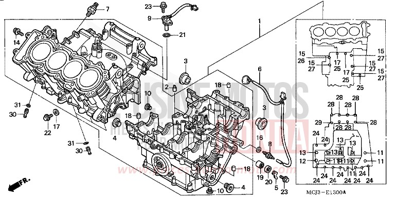 CARTER MOTEUR de Fireblade SUNRISE YELLOW (Y160) 2000