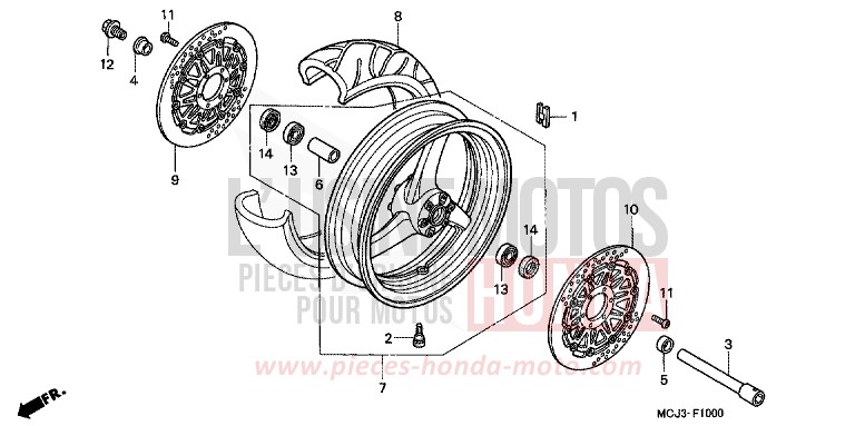 ROUE AVANT de Fireblade SUNRISE YELLOW (Y160) 2000