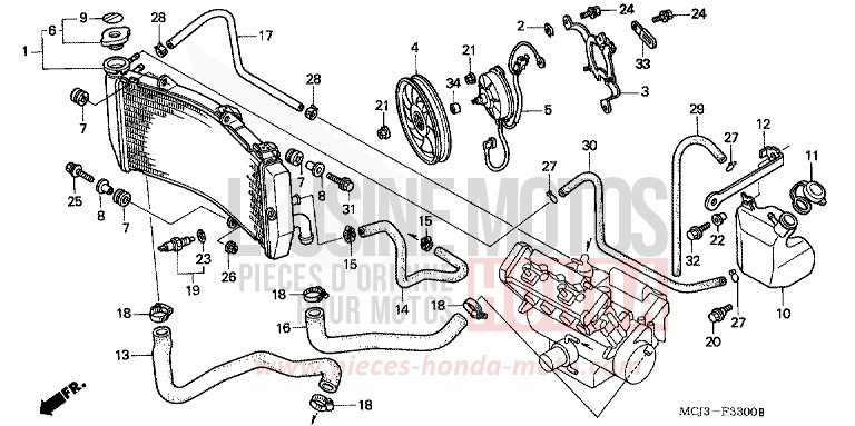 RADIATEUR (CBR900RRY,1/RE1) de Fireblade SUNRISE YELLOW (Y160) 2000