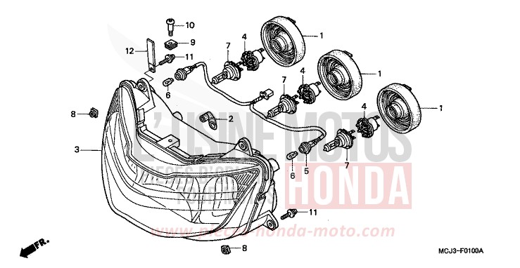 PROJECTEUR (CBR900RRY,1/RE1) de Fireblade WINNING RED (R258) de 2000