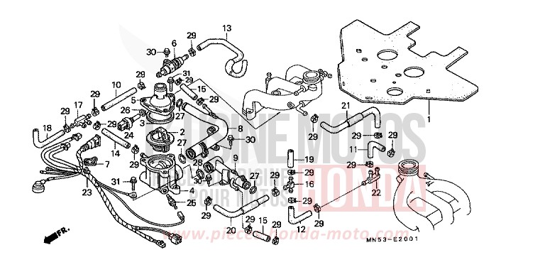 TUYAU D'EAU/THERMOSTAT (GL1500L/AM/SEM) de Goldwing SUN FLASH GOLD METALLIC (YR126N) 1991