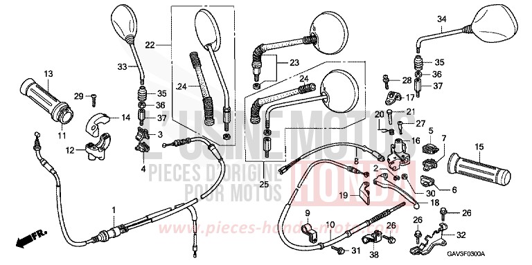 CABLE/LEVIER DE GUIDON/COMMUTATEUR de BALI MARTINET BLUE METALLIC (PB223) 1994