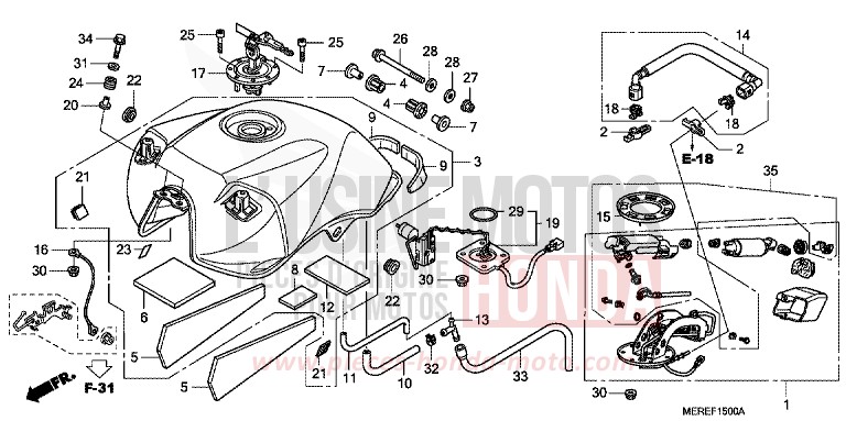 RESERVOIR A CARBURANT (CBF600S/SA) de CBF600N QUASAR SILVER METALLIC (NHA48) de 2009