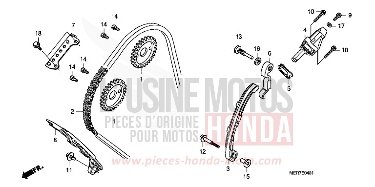 CHAINE A CAMES/TENDEUR (CBF600S8/SA8/N8/NA8) de CBF600S QUASAR SILVER METALLIC (NHA48) de 2008