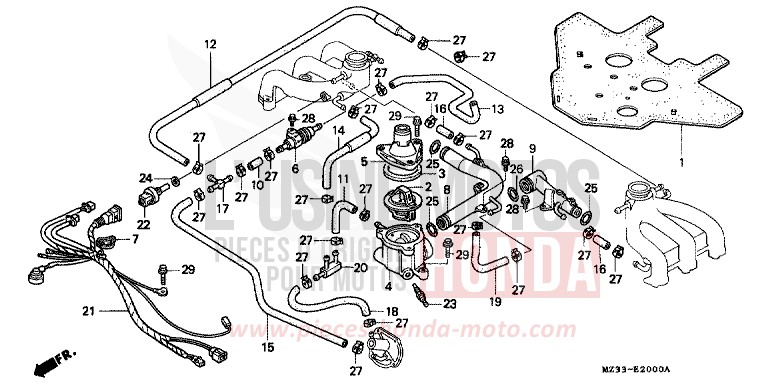 TUYAU D'EAU/THERMOSTAT de Goldwing CANDY SPECTRA RED (R176K) 1994
