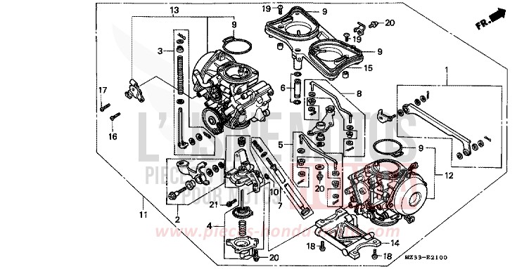 CARBURATEUR (ENS.) de Goldwing CANDY SPECTRA RED (R176K) 1994