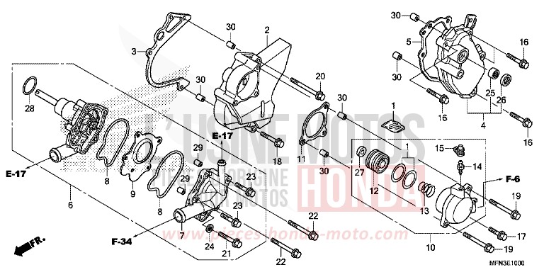 POMPE A EAU de CB1000R MAT CYNOS GRAY METALLIC (NH312) de 2014