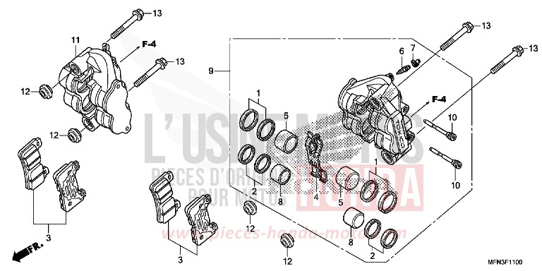 ETRIER DE FREIN AVANT (CB1000R) de CB1000R MAT CYNOS GRAY METALLIC (NH312) de 2014