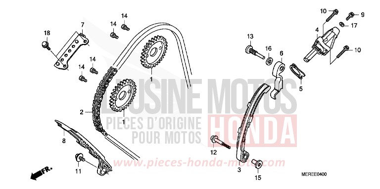 CHAINE A CAMES/TENDEUR de CBF600S QUASAR SILVER METALLIC (NHA48) de 2009