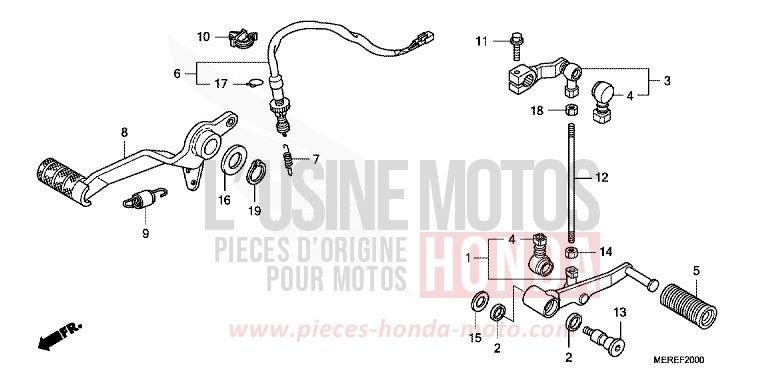 PEDALE DE FREIN/PEDALE DE CHANGEMENT de CBF600S QUASAR SILVER METALLIC (NHA48) 2009