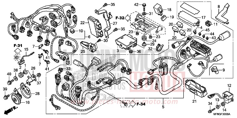 FAISCEAU DES FILS de CB1000R MAT CYNOS GRAY METALLIC (NH312) 2014
