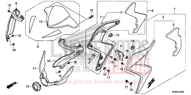 CAPOT de CB1000R MAT CYNOS GRAY METALLIC (NH312) 2014