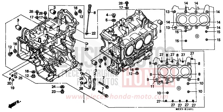 BLOC-CYLINDRES (2) de Goldwing PEARL SIERRA GREEN (G156G) 1996