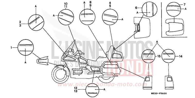 RAYURE (GL1500SEP/SER/SES/SET) de Goldwing PEARL SIERRA GREEN (G156G) 1996