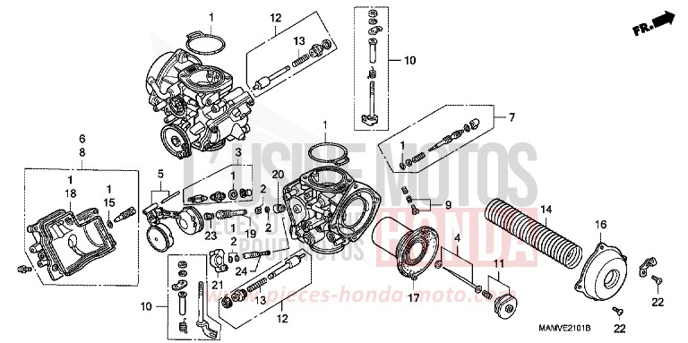 CARBURATEUR (PIECES CONSTITUTIVES) de Goldwing CANDY SPECTRA RED (R176K) 1997