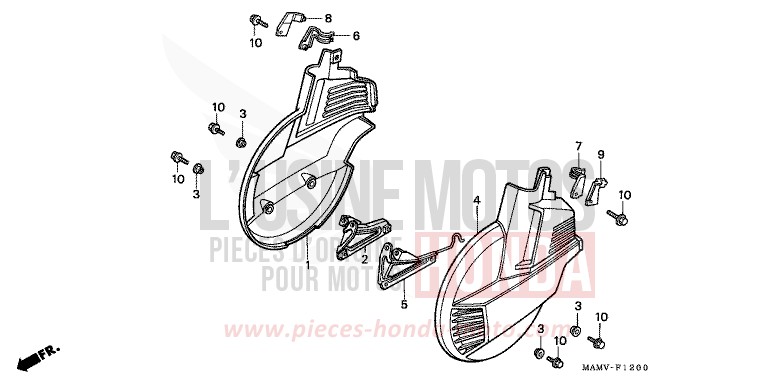 CHAPE DE ROUE AVANT (GL1500AV/SEV) de Goldwing CANDY SPECTRA RED (R176K) de 1997