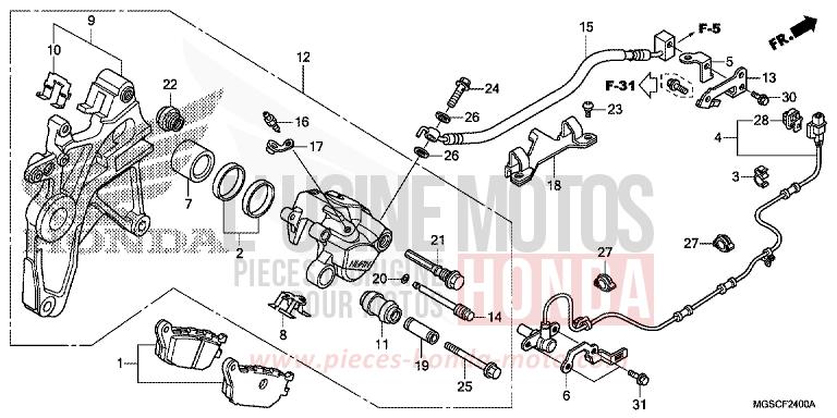 ETRIER DE FREIN ARRIERE de Integra PEARL COSMIC BLACK (NHA64) de 2012
