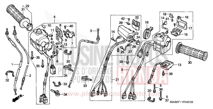 COMMUTATEUR/CABLE (SL1500SE) de Goldwing PEARL CHAPARRAL BEIGE (YR191U) de 1998