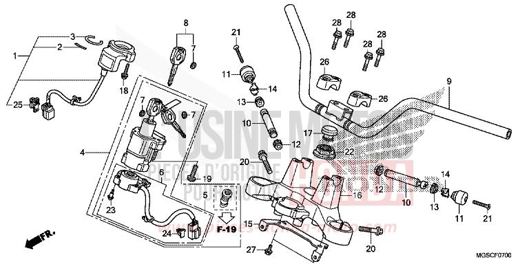 TUYAU DE GUIDON/PONT SUPERIEUR de Integra PEARL SUNBEAM WHITE (NHA66) de 2012