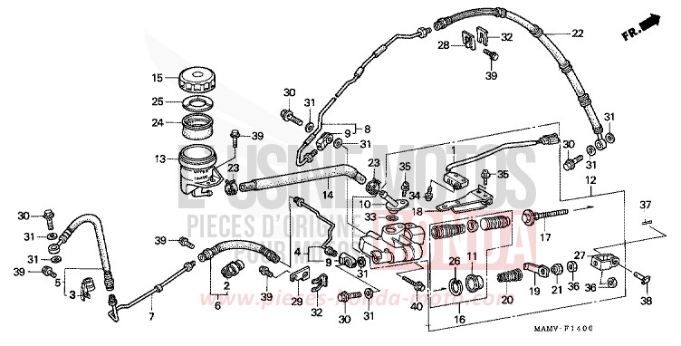 MAITRE-CYLINDRE FREIN AR. CYLINDRE de Goldwing BLACK (NH1E) de 1999