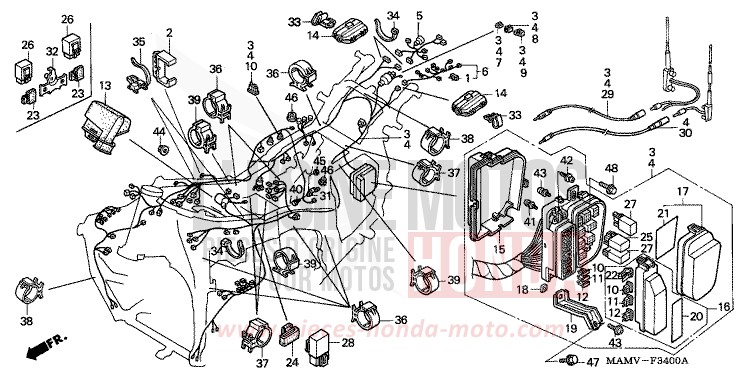 FAISCEAU DES FILS de Goldwing BLACK (NH1E) de 1999