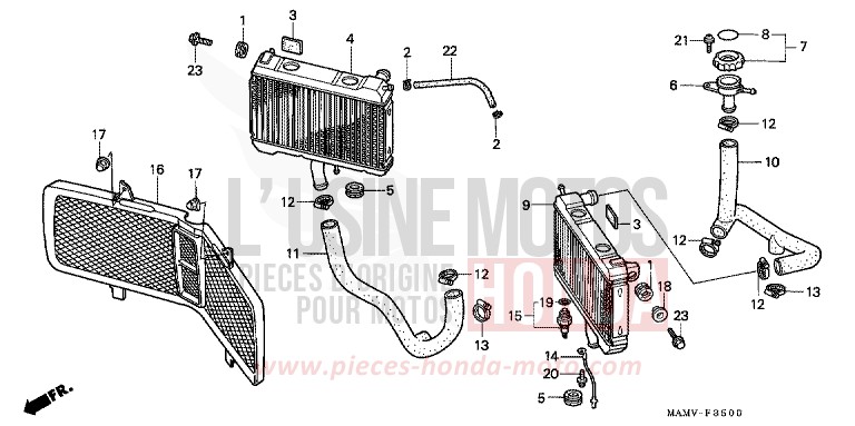 RADIATEUR de Goldwing BLACK (NH1E) 1999