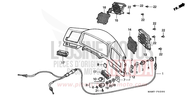 TABLEAU DES COMPTEURS de Goldwing CANDY SPECTRA RED (R176K) de 2000