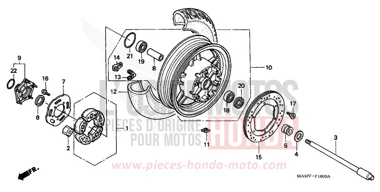 ROUE ARRIERE de Goldwing CANDY SPECTRA RED (R176K) 2000